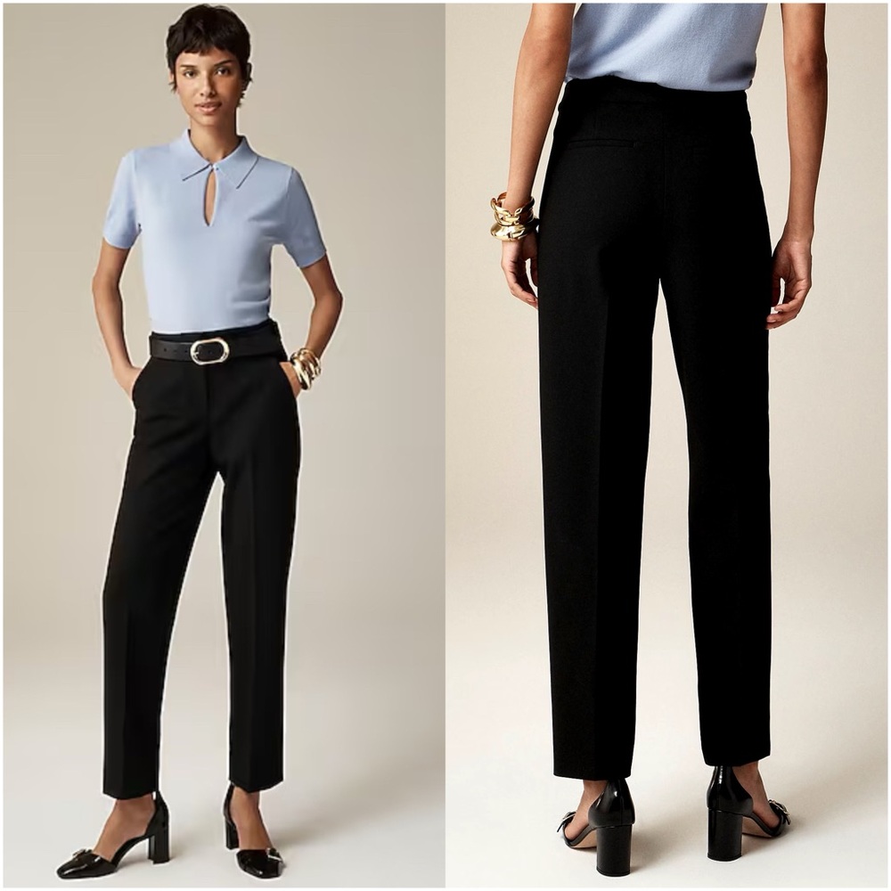 J. Crew Kate Straight-Leg Pant in Bi-Stretch Cotton Blend in Black